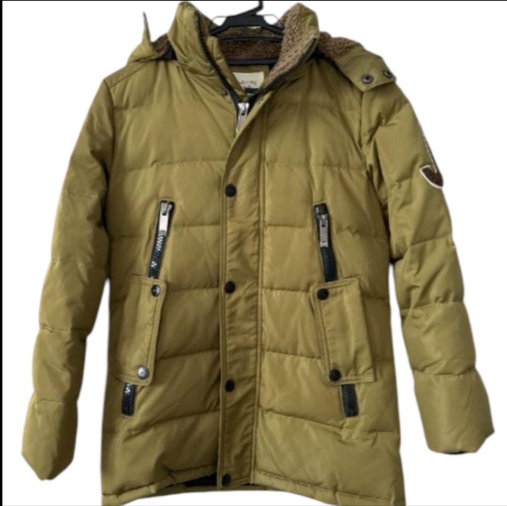 Kids Khaki and Green Puffer Coat